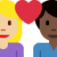 Emoji Couple avec cœur : femme, homme, peau moyennement claire et peau foncée sur X / Twitter