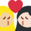 X / Twitter での 2人でキス: 女性 女性 やや薄い肌色 薄い肌色 絵文字