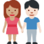 X / Twitter üzerinde El ele tutuşan erkek ve kadın: orta cilt tonu açık cilt tonu emojisi