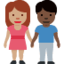 Emoji Mujer y hombre de la mano: tono de piel medio y tono de piel oscuro en X / Twitter