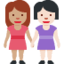 Emoji Dua wanita berpegangan tangan: ton kulit sederhana dan ton kulit cerah pada X / Twitter