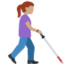 Emoji Wanita dengan tongkat: warna kulit sedang, menghadap kanan di X / Twitter