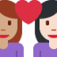 อีโมจิ คู่รัก: ผู้หญิง ผู้หญิง โทนผิวสีเหลือง และ โทนผิวสีขาว บน X / Twitter