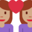 Emoji Cặp đôi với trái tim: phụ nữ, phụ nữ, màu da trung bình trên X / Twitter