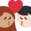 Emoji Cium: perempuan, lelaki, ton kulit sederhana dan ton kulit cerah pada X / Twitter