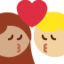 Emoji Cium: perempuan, lelaki, ton kulit sederhana dan ton kulit sederhana cerah pada X / Twitter