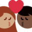 Emoji Bacio tra coppia: donna, uomo, carnagione olivastra e carnagione scura su X / Twitter