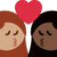 Emoji Berciuman: wanita, wanita, warna kulit sedang, warna kulit gelap di X / Twitter