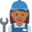 Emoji Mekanik wanita: ton kulit sederhana gelap pada X / Twitter