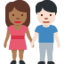 Emoji Femme et homme se tenant la main : peau mate et peau claire sur X / Twitter