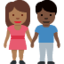 Emoji Femme et homme se tenant la main : peau mate et peau foncée sur X / Twitter