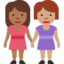Emoji Dua wanita berpegangan tangan: ton kulit sederhana gelap dan ton kulit sederhana pada X / Twitter