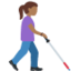 Woman with White Cane Facing Right: Medium-Dark Skin Tone emoji on X / Twitter
