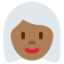 Emoji Mulher: pele morena escura e cabelo branco no X / Twitter