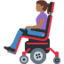Emoji na Babae sa de-kuryenteng wheelchair: katamtamang dark na kulay ng balat sa X / Twitter