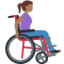 Emoji na Babae sa manu-manong wheelchair: katamtamang dark na kulay ng balat, nakaharap sa kanan sa X / Twitter