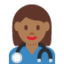 Emoji Pekerja kesihatan wanita: ton kulit sederhana gelap pada X / Twitter