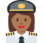 Emoji Pilota donna: carnagione abbastanza scura su X / Twitter