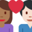 Emoji Couple avec cœur : femme, homme, peau mate et peau claire sur X / Twitter