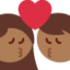 Emoji Bisou : femme, homme et peau mate sur X / Twitter