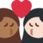 Emoji Beijo: mulher, mulher, pele morena escura e pele clara no X / Twitter