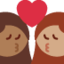 Emoji na Maghahalikan: babae, babae, katamtamang dark na kulay ng balat, katamtamang kulay ng balat sa X / Twitter
