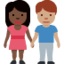 Emoji Mujer y hombre de la mano: tono de piel oscuro y tono de piel medio en X / Twitter
