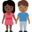 Emoji Femme et homme se tenant la main : peau foncée et peau mate sur X / Twitter