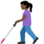 Emoji Donna con bastone bianco di orientamento: carnagione scura su X / Twitter