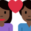 Emoji Coppia con cuore: donna, uomo e carnagione scura su X / Twitter