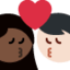 Emoji Bisou : femme, homme, peau foncée et peau claire sur X / Twitter