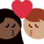 Emoji Bacio tra coppia: donna, uomo, carnagione scura e carnagione olivastra su X / Twitter