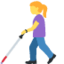 Emoji Donna con bastone bianco di orientamento su X / Twitter