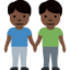 Emoji Due uomini che si tengono per mano: carnagione scura su X / Twitter