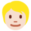Person: helle Hautfarbe, blondes Haar-Emoji auf X / Twitter