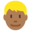 Emoji Pria berambut pirang: warna kulit gelap-sedang di X / Twitter