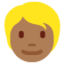 Emoji Người tóc vàng hoe: màu da tối trung bình trên X / Twitter