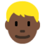 Emoji Pria berambut pirang: warna kulit gelap di X / Twitter