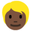 Emoji Người tóc vàng hoe: màu da tối trên X / Twitter