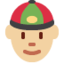 Emoji Uomo con zucchetto cinese: carnagione abbastanza chiara su X / Twitter