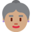Emoji Donna anziana: carnagione olivastra su X / Twitter