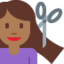 Emoji Perempuan digunting rambut: ton kulit sederhana gelap pada X / Twitter
