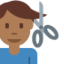 Man Getting Haircut: Medium-Dark Skin Tone emoji on X / Twitter