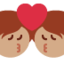 Sich küssendes Paar: mittlere Hautfarbe-Emoji auf X / Twitter
