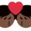 Sich küssendes Paar: dunkle Hautfarbe-Emoji auf X / Twitter