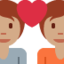 Liebespaar: mittlere Hautfarbe-Emoji auf X / Twitter