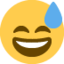 Grinning Face with Sweat emoji on X / Twitter