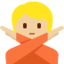 Emoji Persona che fa segno di no: carnagione abbastanza chiara su X / Twitter