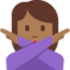 Emoji Donna con gesto di rifiuto: carnagione abbastanza scura su X / Twitter