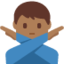 Mann mit überkreuzten Armen: mitteldunkle Hautfarbe-Emoji auf X / Twitter